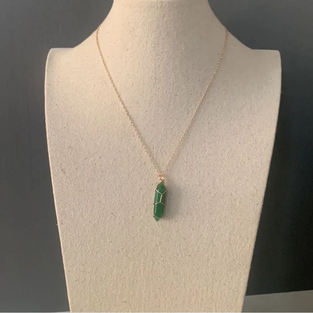 Emerald Green Hexagon Pendant Necklace